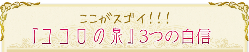 ここがすごい！ココロの泉3つの自信